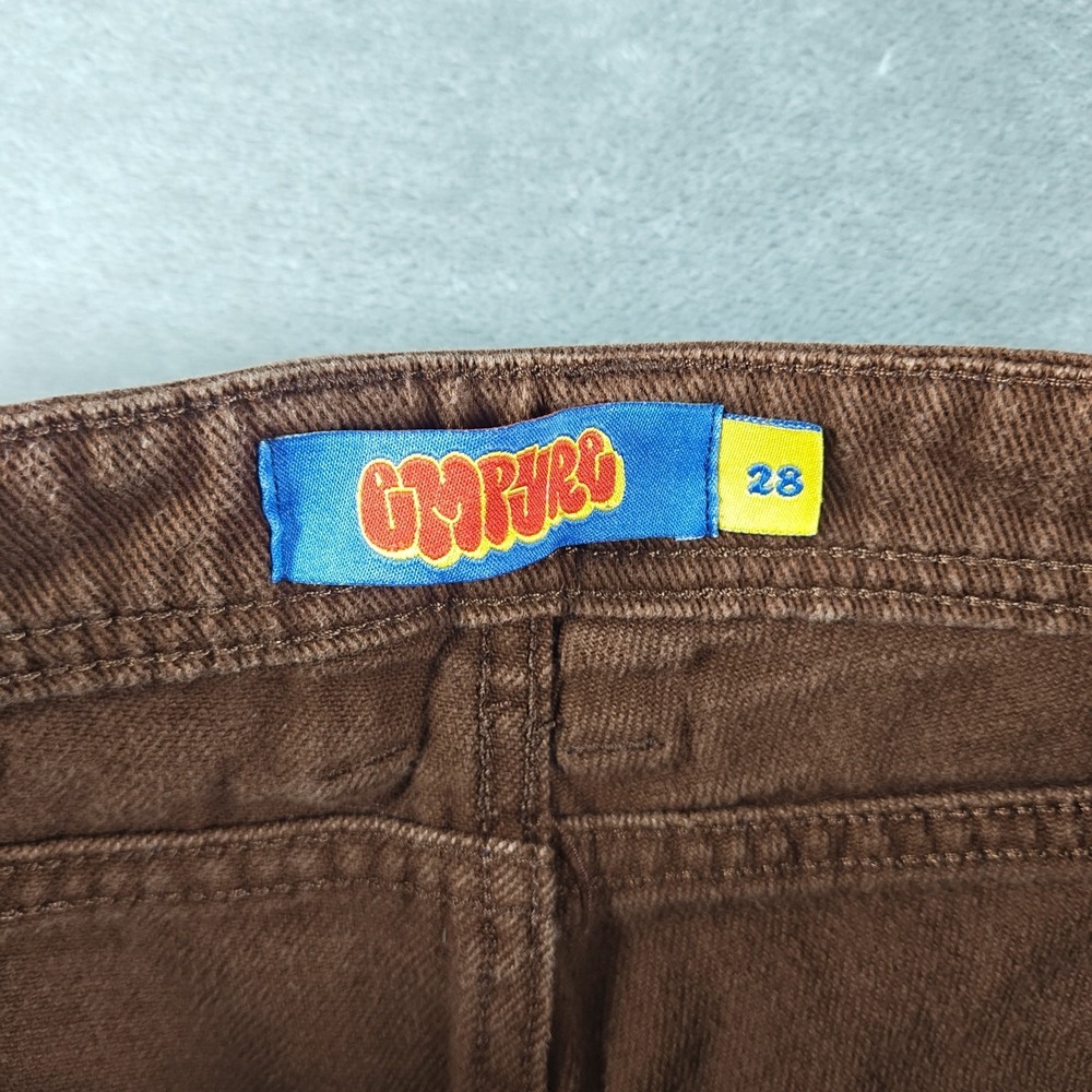 Empyre Jeans Mens 28x25.5 Brown Denim Baggy Skater Wide Leg Y2K Embroidered - Picture 8 of 11